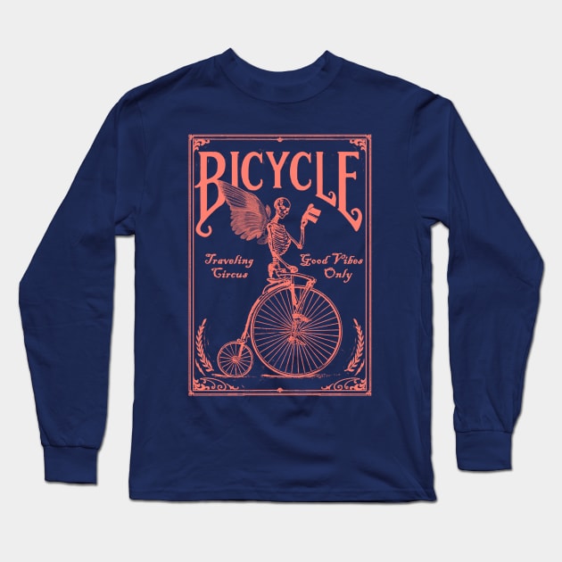 Cool Tees Vintage Bicycle Skull Long Sleeve T-Shirt by COOLTEESCLUB